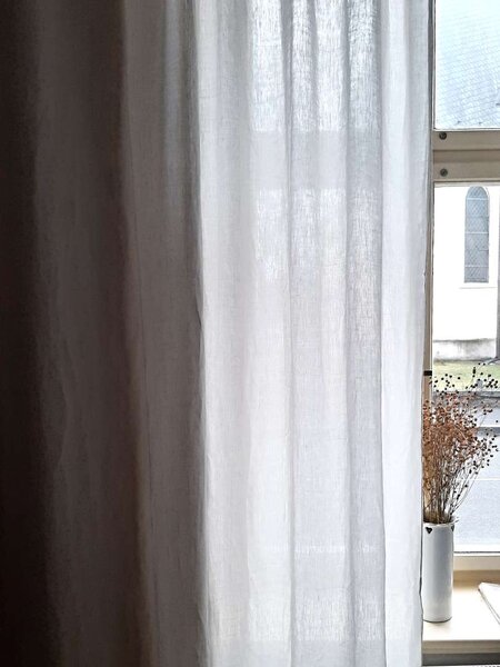 Snový svět Polobělená lněná látka - 245 cm