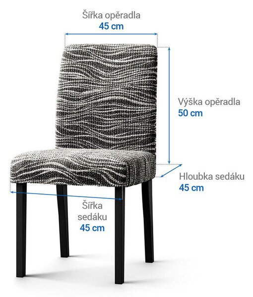Bielastické potahy UNIVERSO NOVÉ žíhané černobílé židle s opěradlem 2 ks (45 x 45 x 50 cm)