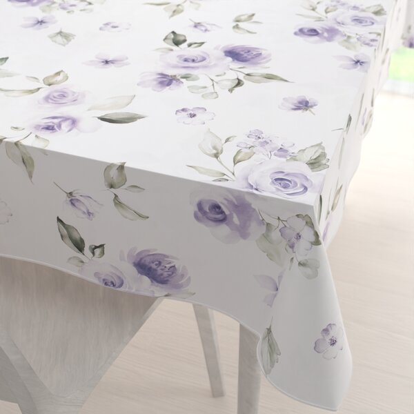 Biante Teflonový obdélníkový ubrus TF-024 Fialové růže na bílém 50x100 cm