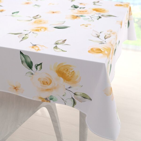 Biante Teflonový čtvercový ubrus TF-043 Žluté růže na bílém 40x40 cm