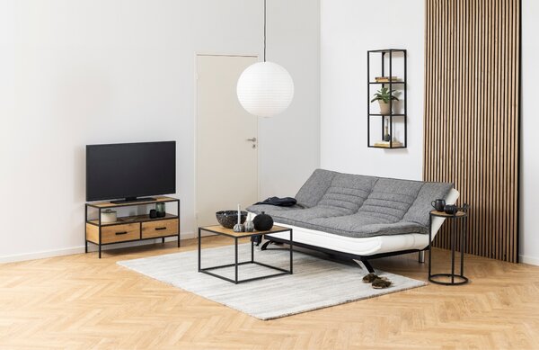 Scandi Šedá látková rozkládací pohovka Trust s ekokůží 196 cm