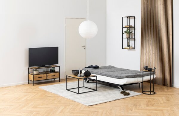Scandi Šedá látková rozkládací pohovka Trust s ekokůží 196 cm