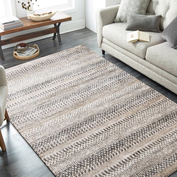 Moderní koberec s hrubě tkaným vzorem béžové barvy Šířka: 60 cm | Délka: 100 cm