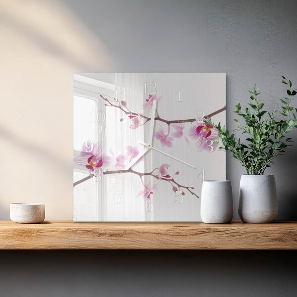 Skleněné hodiny Orchidej zskb-30x30-00079536