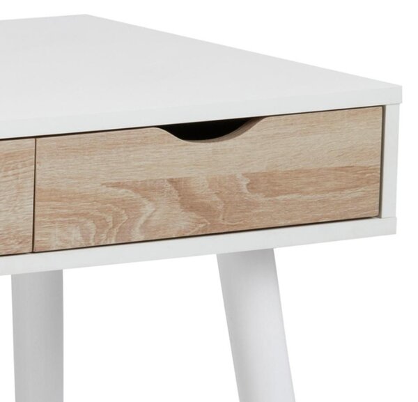 Scandi Bílý dubový pracovní stůl Pluto 110x50 cm