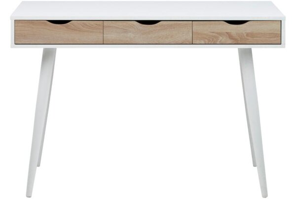 Scandi Bílý dubový pracovní stůl Pluto 110x50 cm
