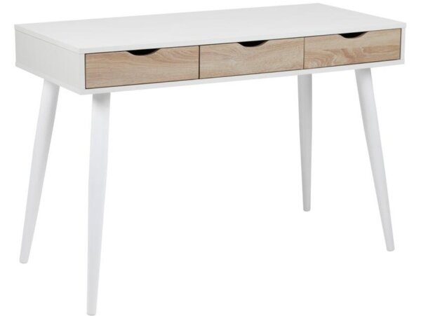Scandi Bílý dubový pracovní stůl Pluto 110x50 cm
