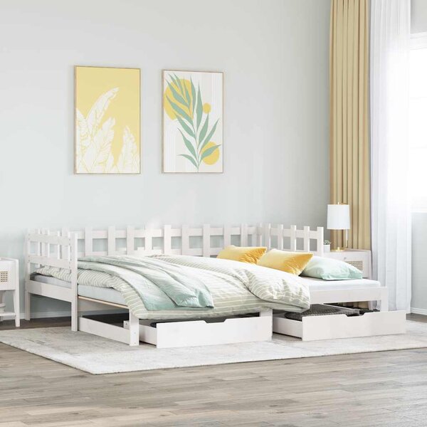 Válenda s přistýlkou a zásuvkami bez matrace bílá 90x200 cm 3302246