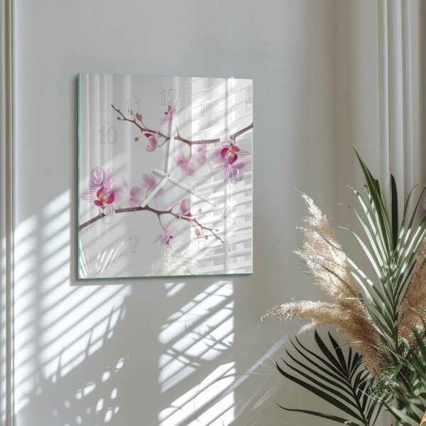 Skleněné hodiny Orchidej zskb-30x30-00079536