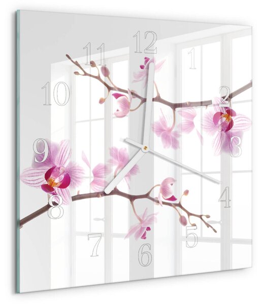 Skleněné hodiny Orchidej zskb-30x30-00079536