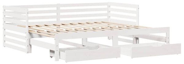 Válenda se zásuvkami bílá 90 x 200 cm masivní borovice 3302196