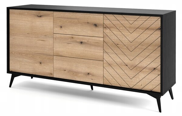 Komoda Piaski 154 x 39 x 77 cm, černá matná