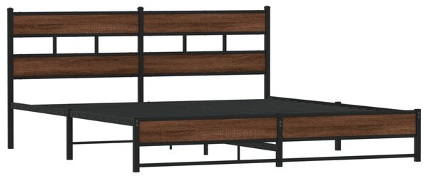 Kovový rám postele bez matrace hnědý dub 200 x 200 cm 3308515