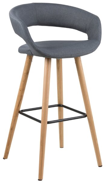Scandi Tmavě šedá látková barová židle Garry 76 cm