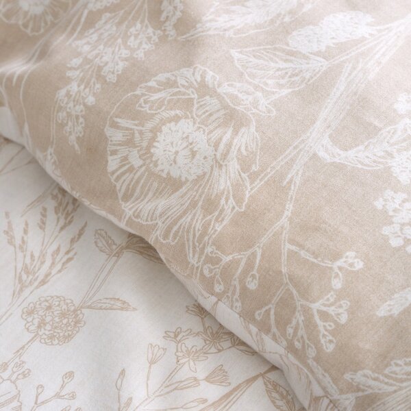 Béžové flanelové povlečení na jednolůžko 135x200 cm Floral Toile – Bianca