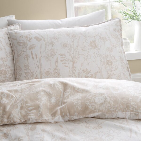 Béžové flanelové povlečení na jednolůžko 135x200 cm Floral Toile – Bianca