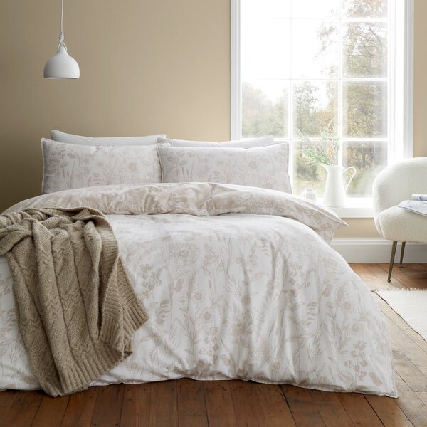 Béžové flanelové povlečení na jednolůžko 135x200 cm Floral Toile – Bianca