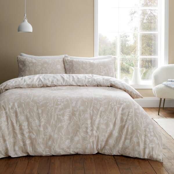 Béžové flanelové povlečení na jednolůžko 135x200 cm Floral Toile – Bianca