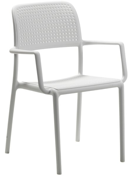 Nardi Bílá plastová zahradní židle Bora s područkami