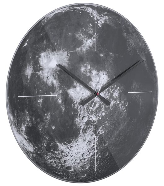 Present time Skleněné nástěnné hodiny Luna s motivem Měsíce