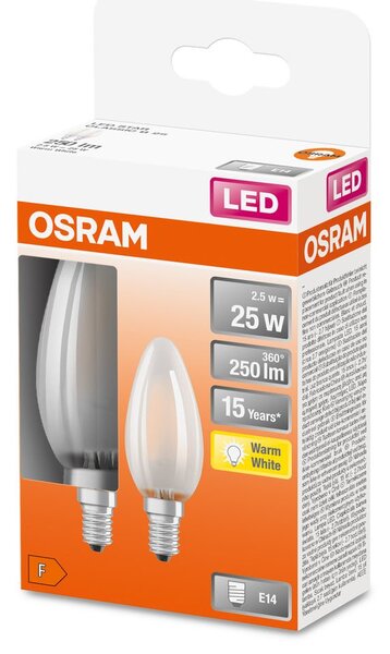 2 ks kvalitní LED žárovka E14 2.5 W STAR teplá bílá