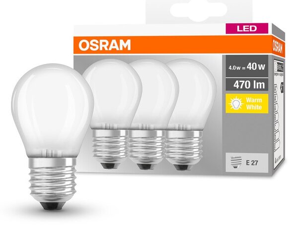 3 ks matná LED žárovka E27 4 W BASE CLASSIC teplá bílá