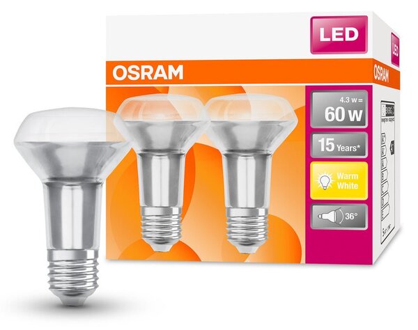 2 ks kvalitní LED žárovka E27 4,3 W STAR teplá bílá
