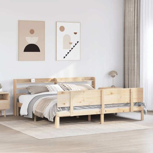 Rám postele s čelem 200 x 200 cm masivní borové dřevo 3306835