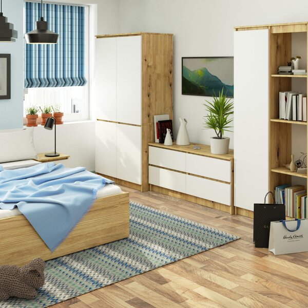 Šatní skříň S90 4D CLP - dub artisan/bílá