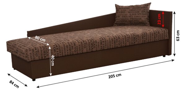 Jednolůžková postel (válenda) 80 cm Jeannine (hnědá) (s úl. prostorem) (P)
