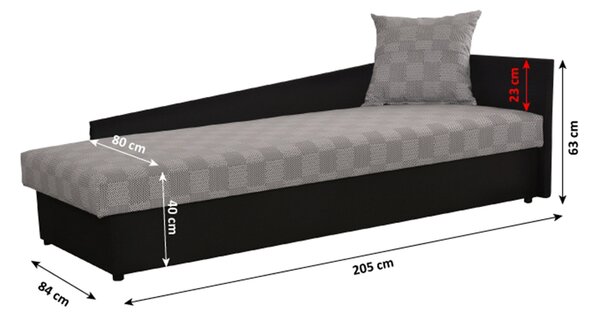 Jednolůžková postel (válenda) 80 cm Jeannine (šedá + černá) (s úl. prostorem) (P)