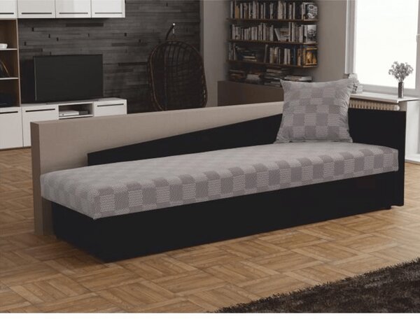 Jednolůžková postel (válenda) 80 cm Jeannine (šedá + černá) (s úl. prostorem) (P)