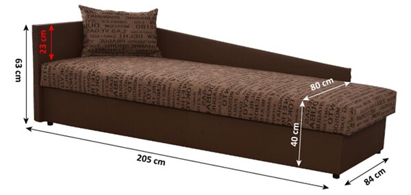 Jednolůžková postel (válenda) 80 cm Jeannine (hnědá) (s úl. prostorem) (L)