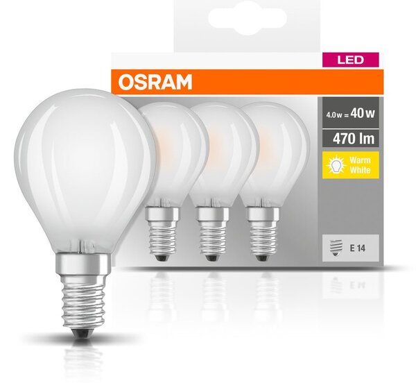 3ks matná LED žárovka E14 4 W BASE CLASSIC teplá bílá