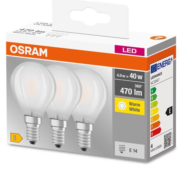 3ks matná LED žárovka E14 4 W BASE CLASSIC teplá bílá