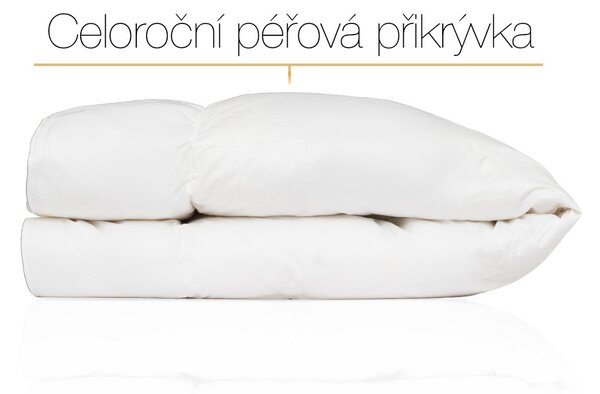 Péřová přikrývka 4 roční období - 3 v 1: Bílá 140x200cm