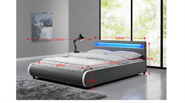 Manželská postel 160 cm Krunt (s roštem a osvětlením)