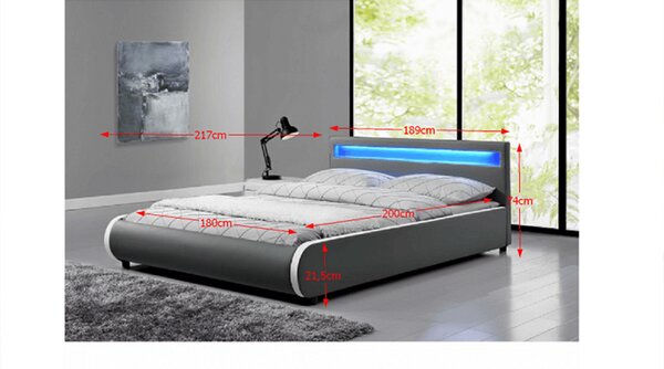 Manželská postel 180 cm Krunt (s roštem a osvětlením)