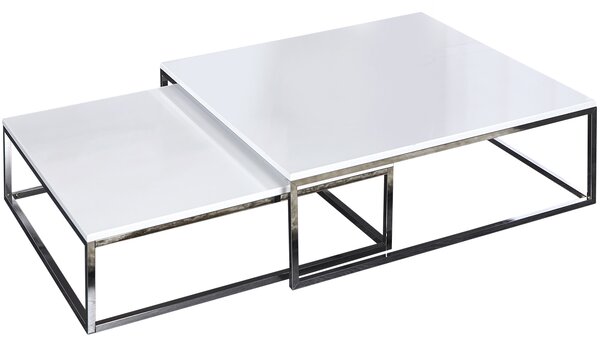 Moebel Living Set dvou bílých konferenčních stolků Glam 75/65 cm