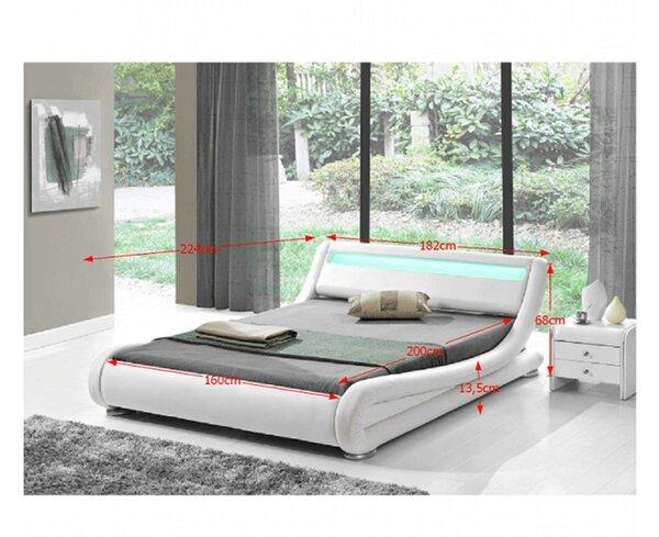 Manželská postel 160 cm Sampan (s roštem a LED)