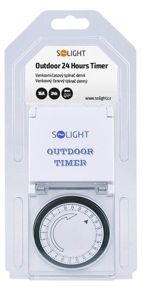 SOLIGHT Venkovní denní časový spínač 230V/16A/IP44/3500W, bílý