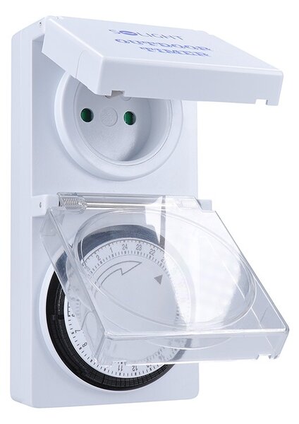 SOLIGHT Venkovní denní časový spínač 230V/16A/IP44/3500W, bílý