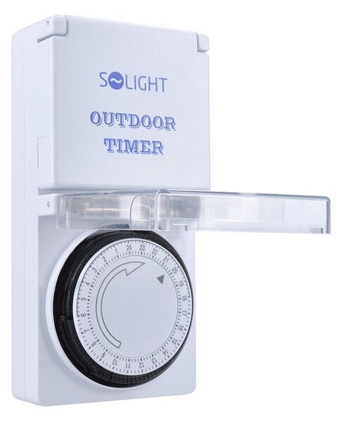 SOLIGHT Venkovní denní časový spínač 230V/16A/IP44/3500W, bílý