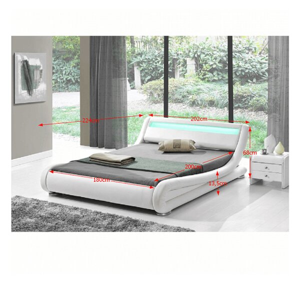 Manželská postel 180 cm Fanil (s roštem a LED)