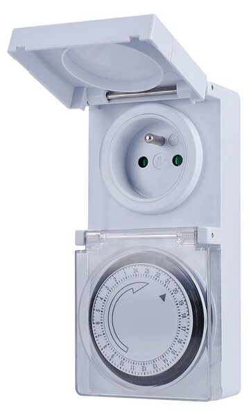 SOLIGHT Venkovní denní časový spínač 230V/16A/IP44/3500W, bílý