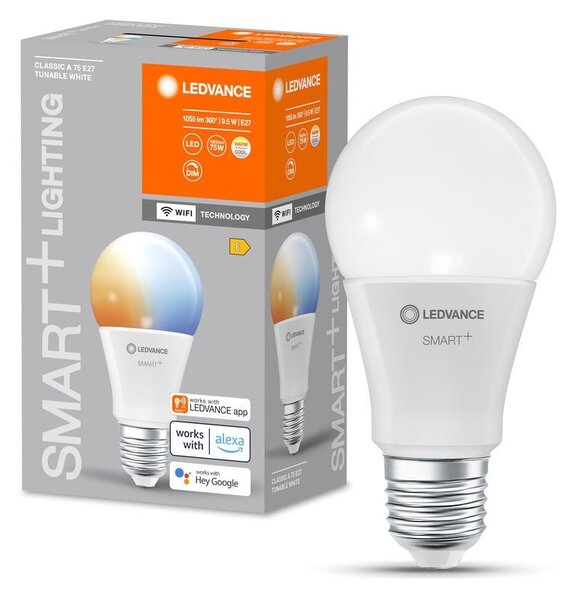 Chytrá kvalitní WiFi LED žárovka E27 9.5W, nastavitelná bílá