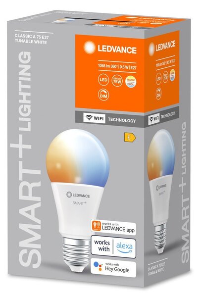 Chytrá kvalitní WiFi LED žárovka E27 9.5W, nastavitelná bílá
