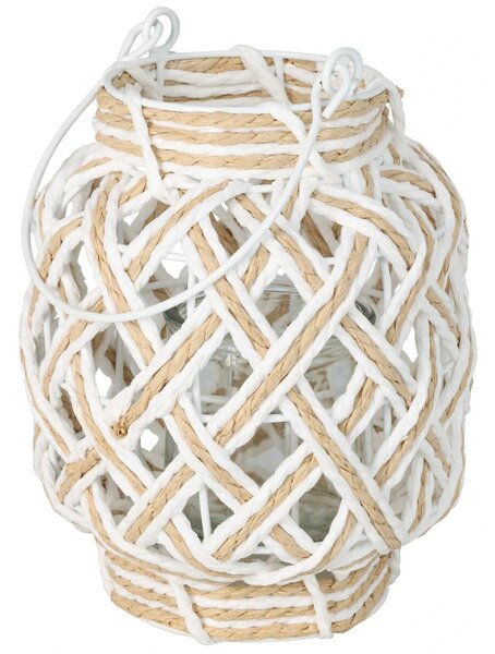 LAMPÁŠ BOHO 20X16 CM BÍLÁ/HNĚDÁ