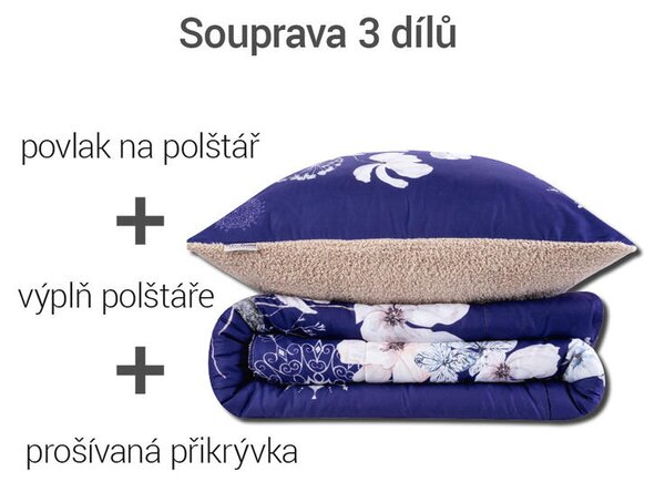 Prošívaná beránková souprava Dual Feel FLORENCE 3 ks