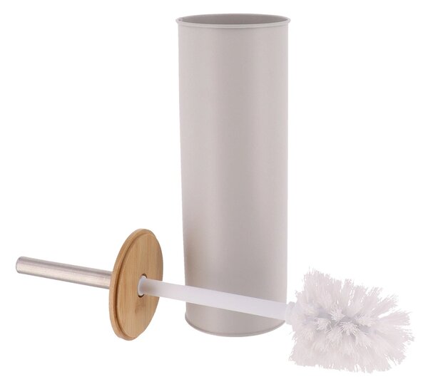 WC kartáč Timeless, šedá/s dřevěnými a chromovými prvky
